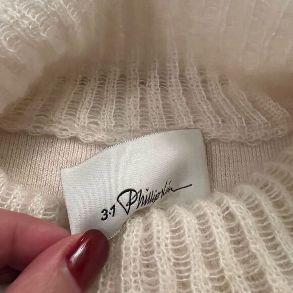 3.1 Phillip Lim Drop Needle Mohair Turtleneck Ivory Distressed Sweater - Picture 8 of 8